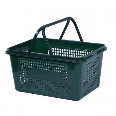 green plastic material supermarket shopping basket