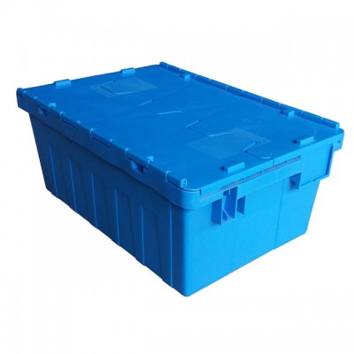 600*400*240mm PP Material Stackable and Nestable Industrial Storage Plastic Moving Crate with Lid