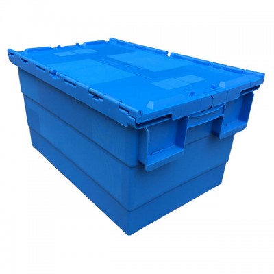 600*400*315 PP material stackable and nestable plastic moving crate with lid plastic crate manufacturer