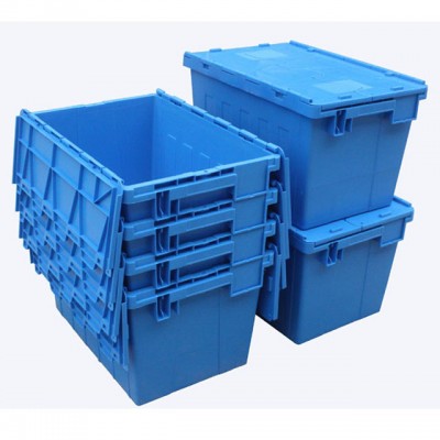 600*400*315mm Wholesale Stackable Logistic Crates Plastic Turnover Box with Lid for Storage and Moving