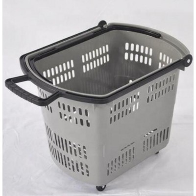 Rolling Plastic Shopping Basket for Supermarket